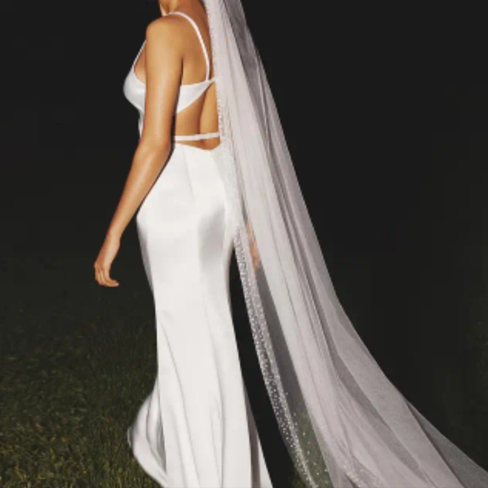 Elegant Long White Veil With Gorgeous Beading